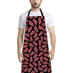 Black Bacon Pattern Print Bib Apron With Pocket