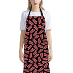 Black Bacon Pattern Print Bib Apron With Pocket