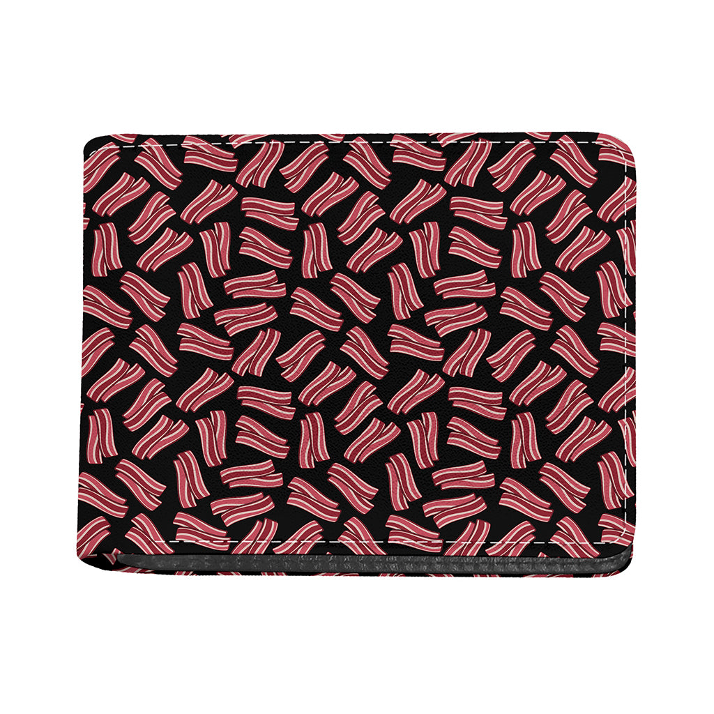 Black Bacon Pattern Print Bifold Wallet