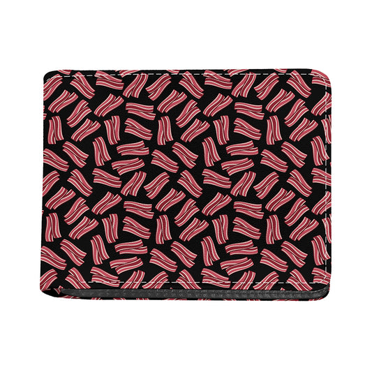 Black Bacon Pattern Print Bifold Wallet