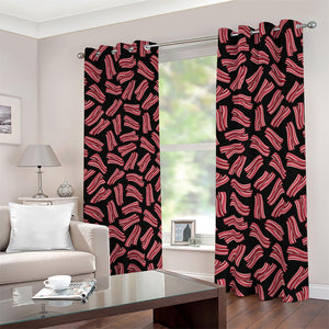 Black Bacon Pattern Print Blackout Grommet Curtains