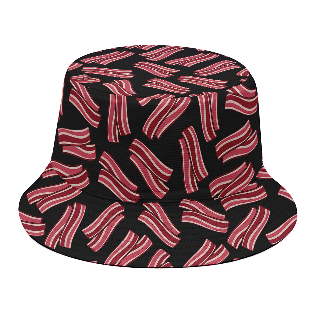 Black Bacon Pattern Print Bucket Hat