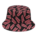 Black Bacon Pattern Print Bucket Hat