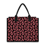 Black Bacon Pattern Print Canvas Tote Bag