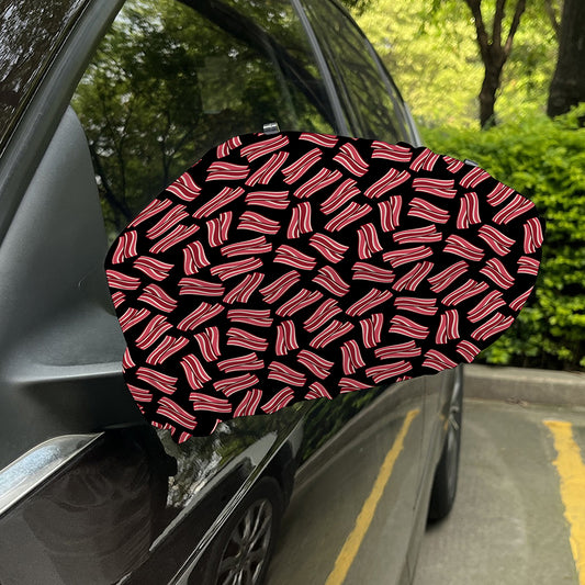 Black Bacon Pattern Print Car Side Mirror Covers
