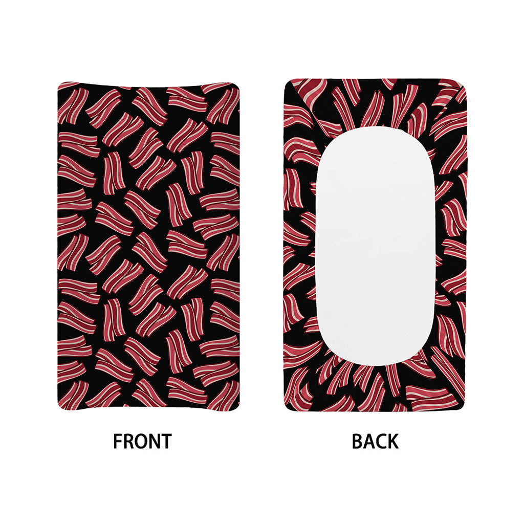 Black Bacon Pattern Print Changing Pad Cover