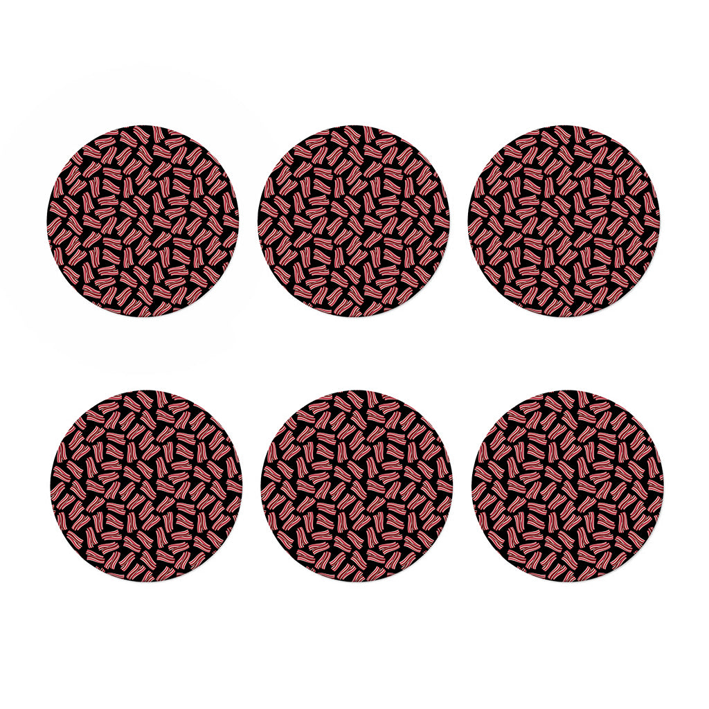 Black Bacon Pattern Print Coaster Set