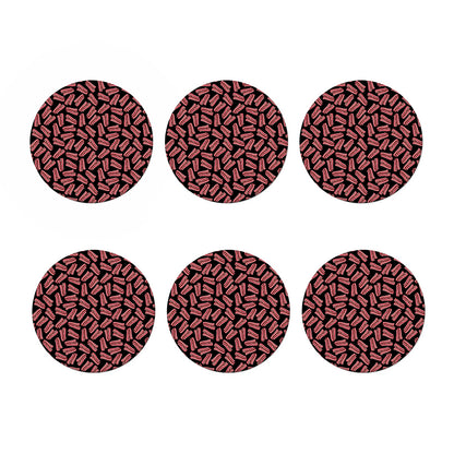 Black Bacon Pattern Print Coaster Set