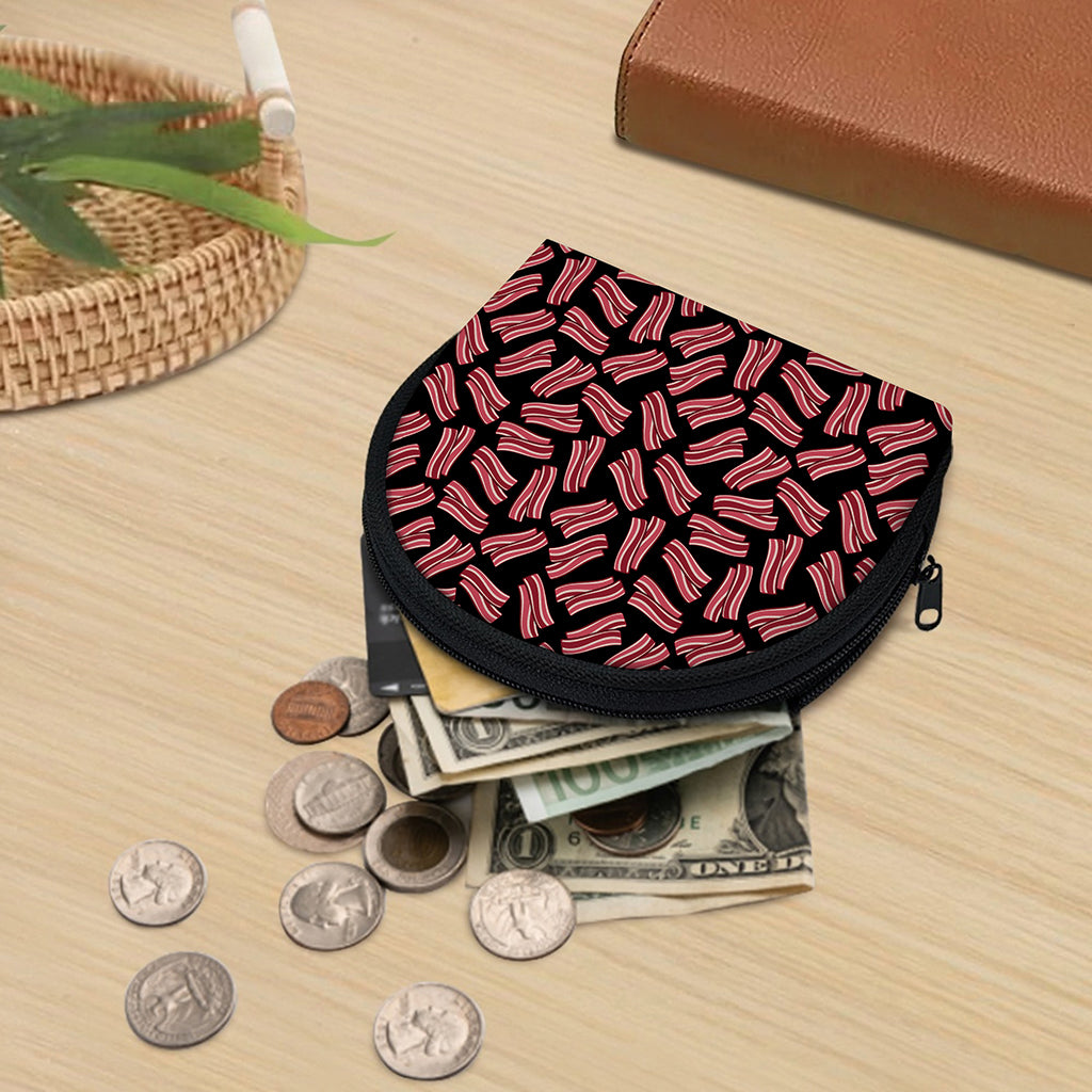 Black Bacon Pattern Print Coin Purse