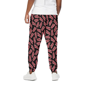 Black Bacon Pattern Print Cotton Pants