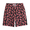 Black Bacon Pattern Print Cotton Shorts