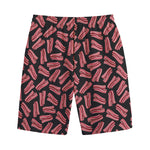 Black Bacon Pattern Print Cotton Shorts