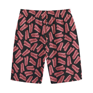 Black Bacon Pattern Print Cotton Shorts