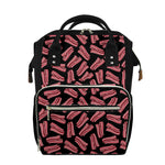 Black Bacon Pattern Print Diaper Bag