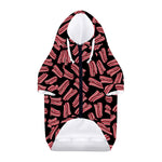 Black Bacon Pattern Print Dog Zip Up Hoodie