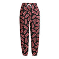 Black Bacon Pattern Print Fleece Lined Knit Pants