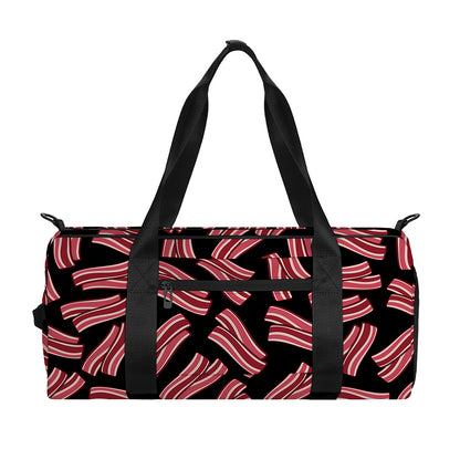 Black Bacon Pattern Print Gym Bag