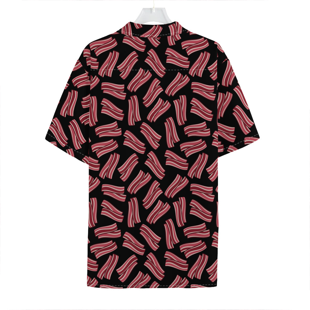 Black Bacon Pattern Print Hawaiian Shirt