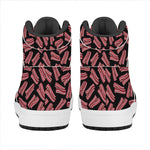 Black Bacon Pattern Print High Top Leather Sneakers