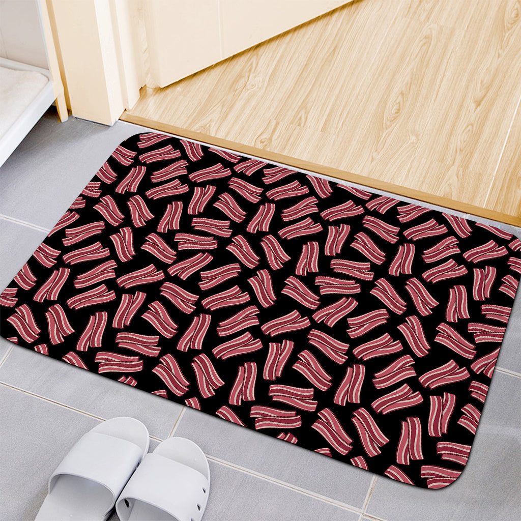 Black Bacon Pattern Print Indoor Door Mat