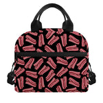 Black Bacon Pattern Print Insulated Lunch Bag