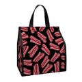 Black Bacon Pattern Print Insulated Lunch Tote