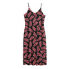 Black Bacon Pattern Print Jersey Midi Cami Dress