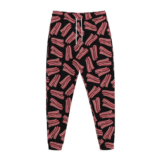 Black Bacon Pattern Print Jogger Pants