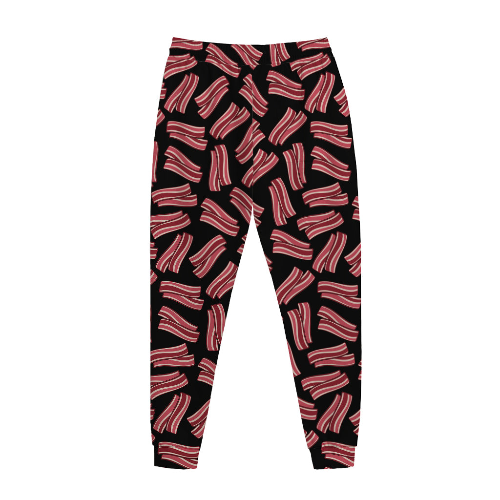 Black Bacon Pattern Print Jogger Pants