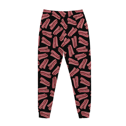 Black Bacon Pattern Print Jogger Pants