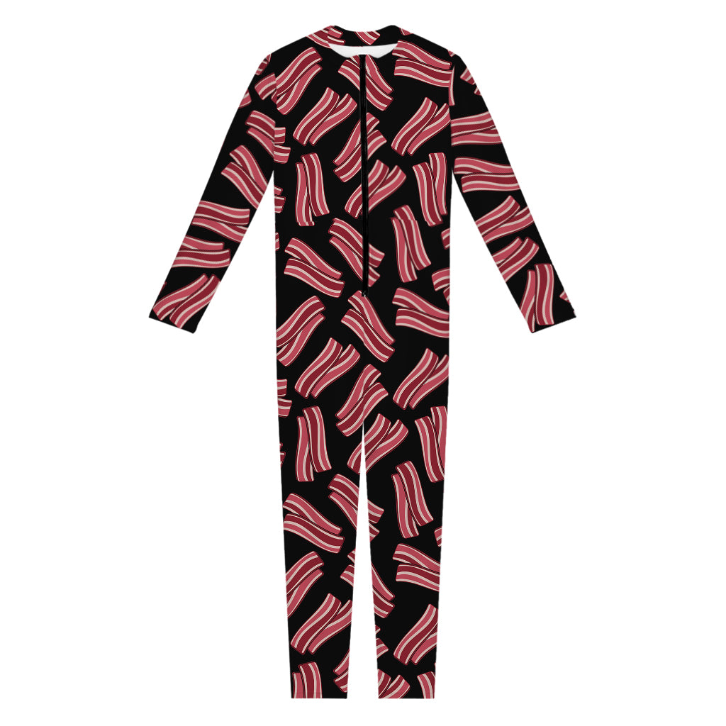 Black Bacon Pattern Print Jumpsuit