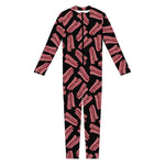 Black Bacon Pattern Print Jumpsuit