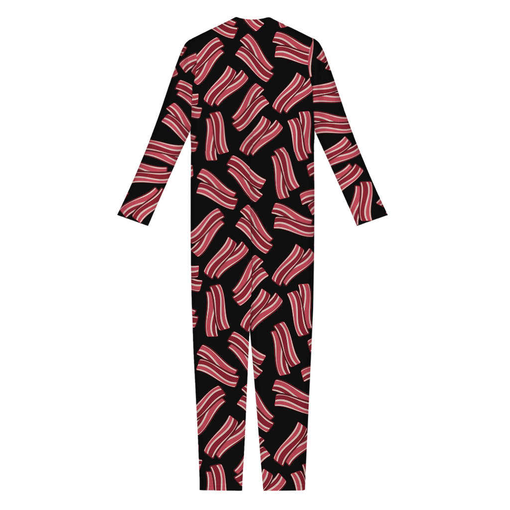 Black Bacon Pattern Print Jumpsuit