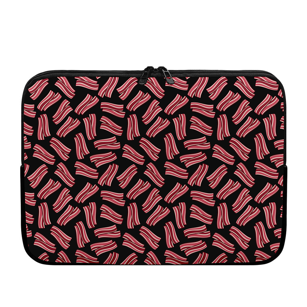 Black Bacon Pattern Print Laptop Sleeve
