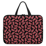 Black Bacon Pattern Print Laptop Sleeve With Handle