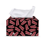 Black Bacon Pattern Print Leather Tissue Box Cover