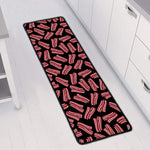 Black Bacon Pattern Print Long Kitchen Mat