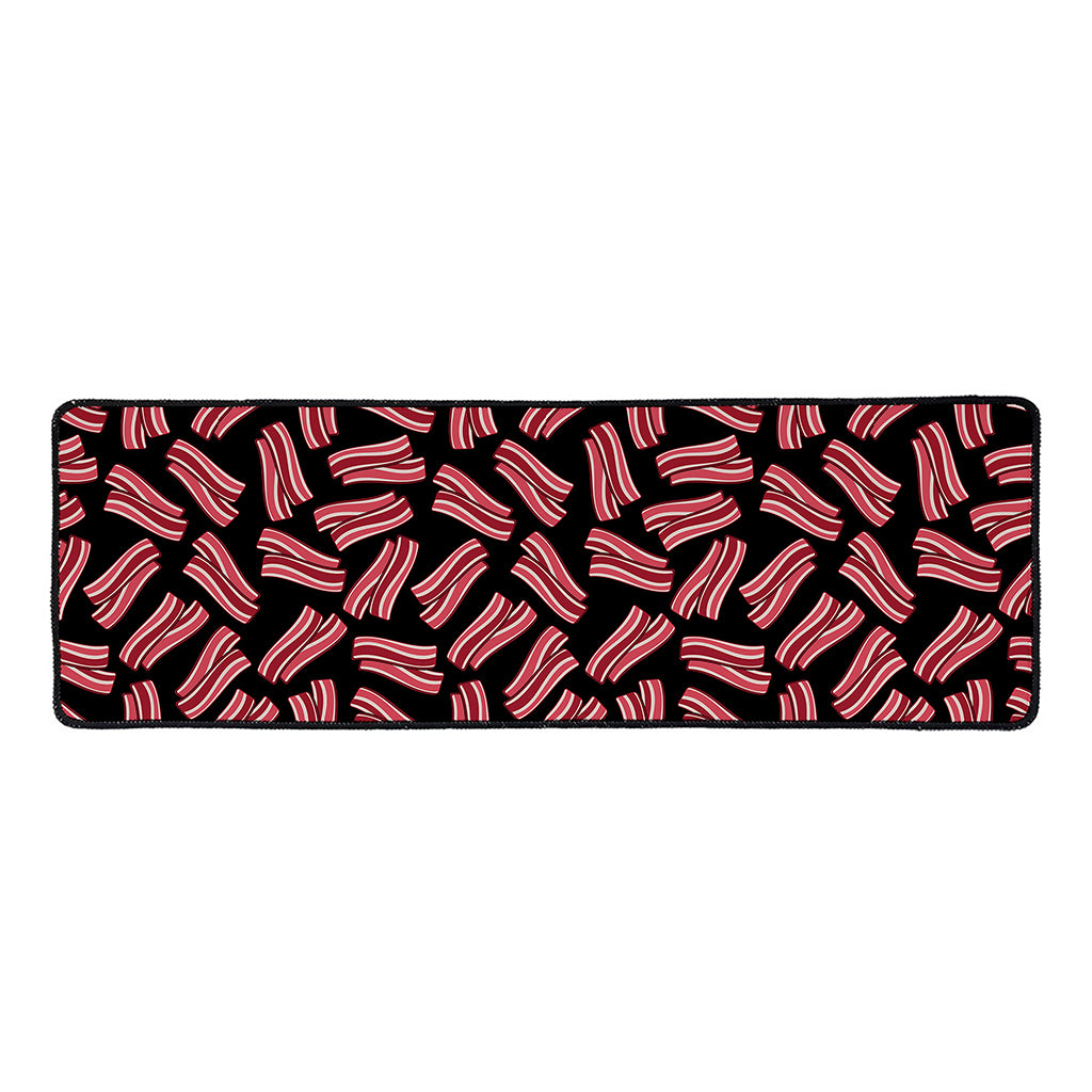 Black Bacon Pattern Print Long Kitchen Mat
