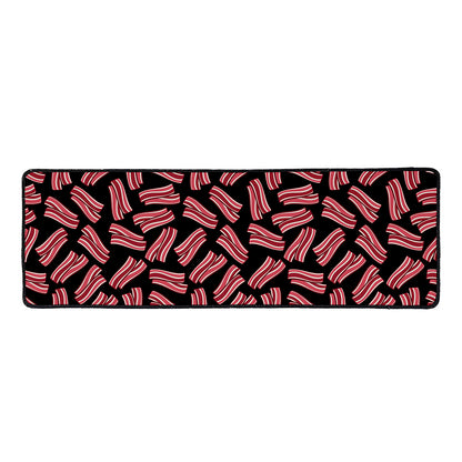 Black Bacon Pattern Print Long Kitchen Mat