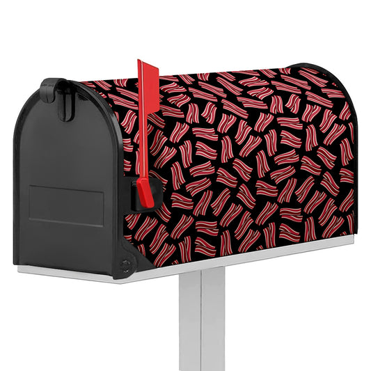 Black Bacon Pattern Print Mailbox Cover
