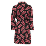 Black Bacon Pattern Print Men's Bathrobe