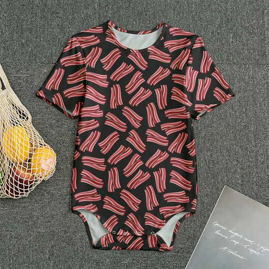 Black Bacon Pattern Print Men's Bodysuit