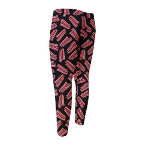 Black Bacon Pattern Print Men's Compression Pants