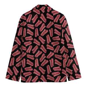 Black Bacon Pattern Print Men's Cotton Blazer