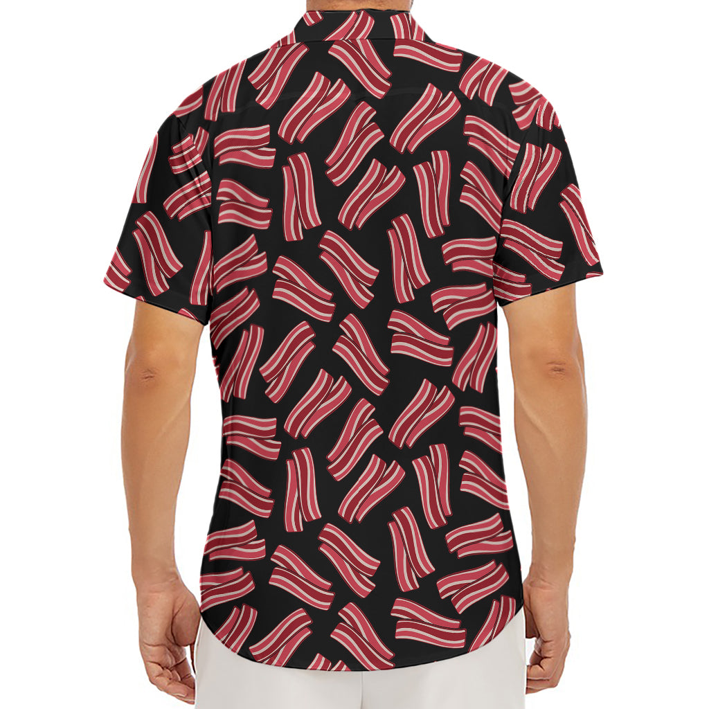 Black Bacon Pattern Print Men's Deep V-Neck Shirt