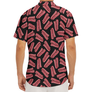 Black Bacon Pattern Print Men's Deep V-Neck Shirt