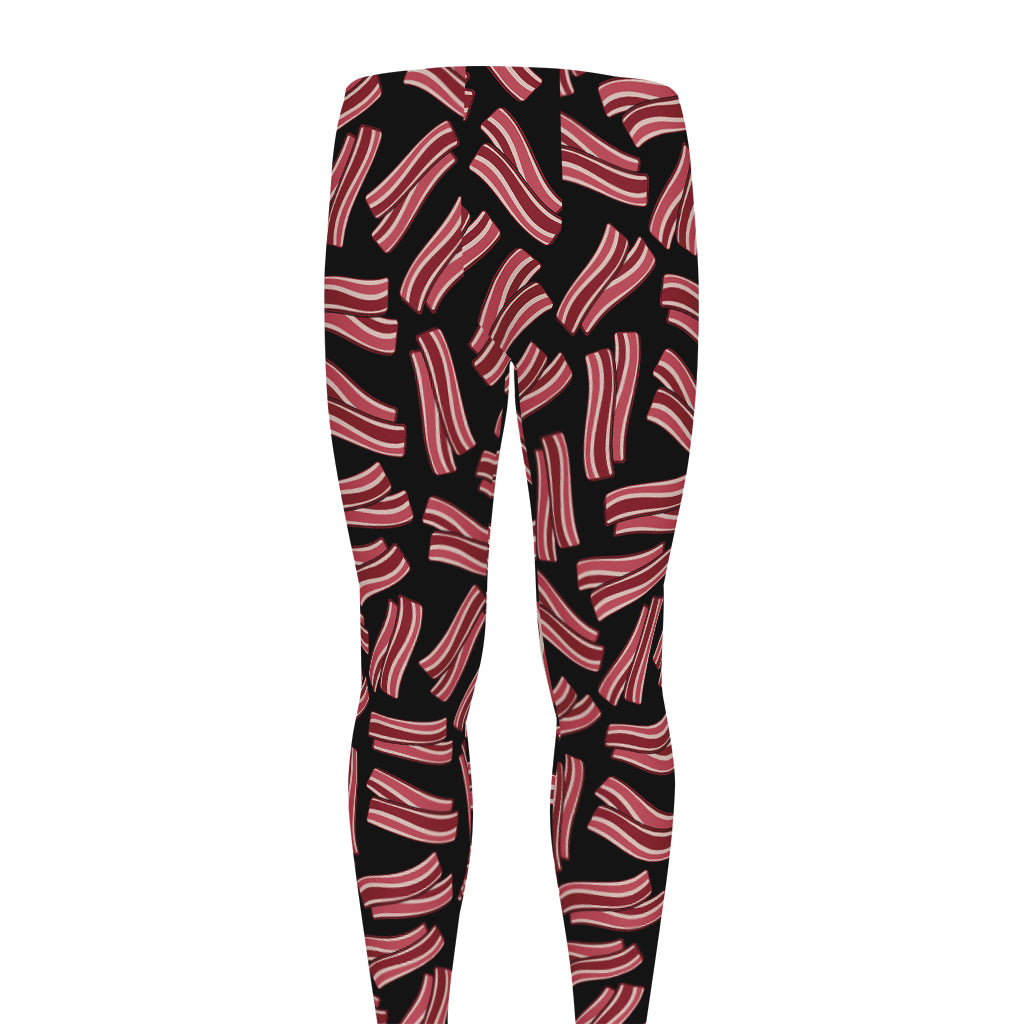 Black Bacon Pattern Print Men's leggings