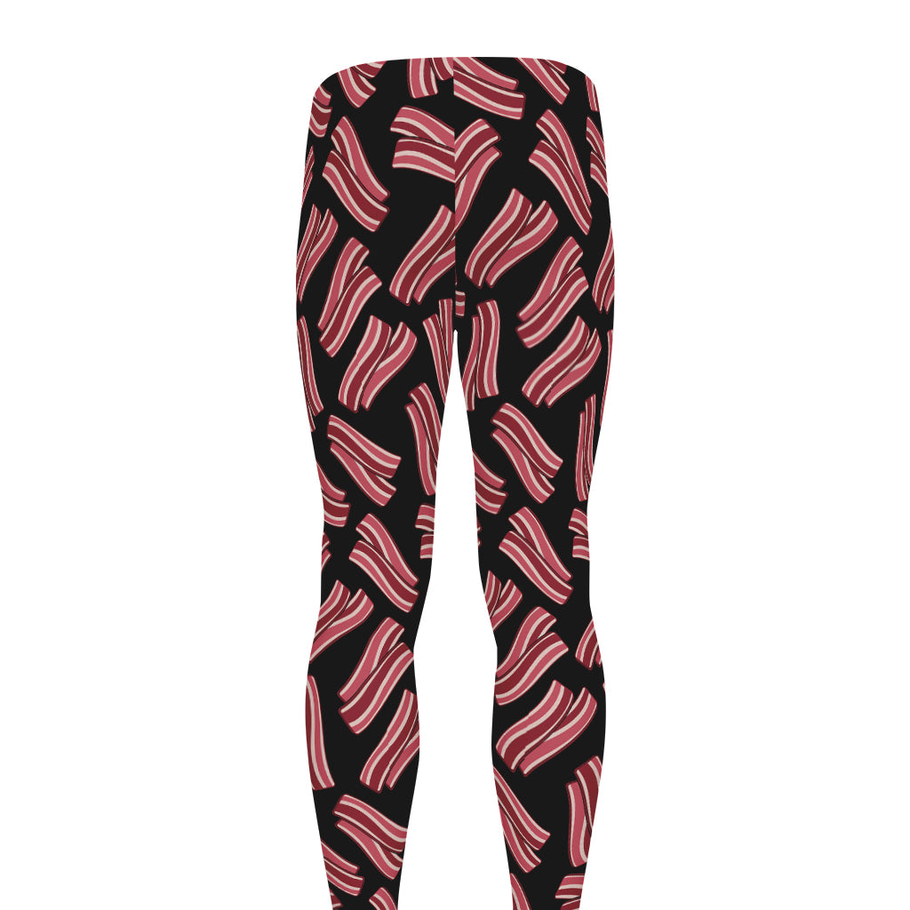 Black Bacon Pattern Print Men's leggings