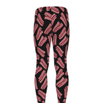 Black Bacon Pattern Print Men's leggings