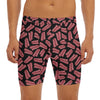 Black Bacon Pattern Print Men's Long Boxer Briefs